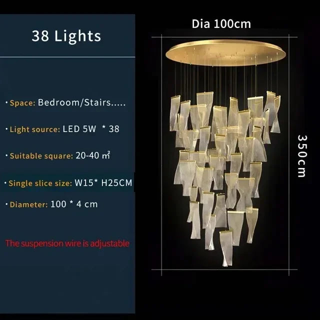 Modern Simple Led Luxurious Duplex Building Large Chandelier Living Room Creative Villa Pendant Lamp Stair Dining Hall Lighting