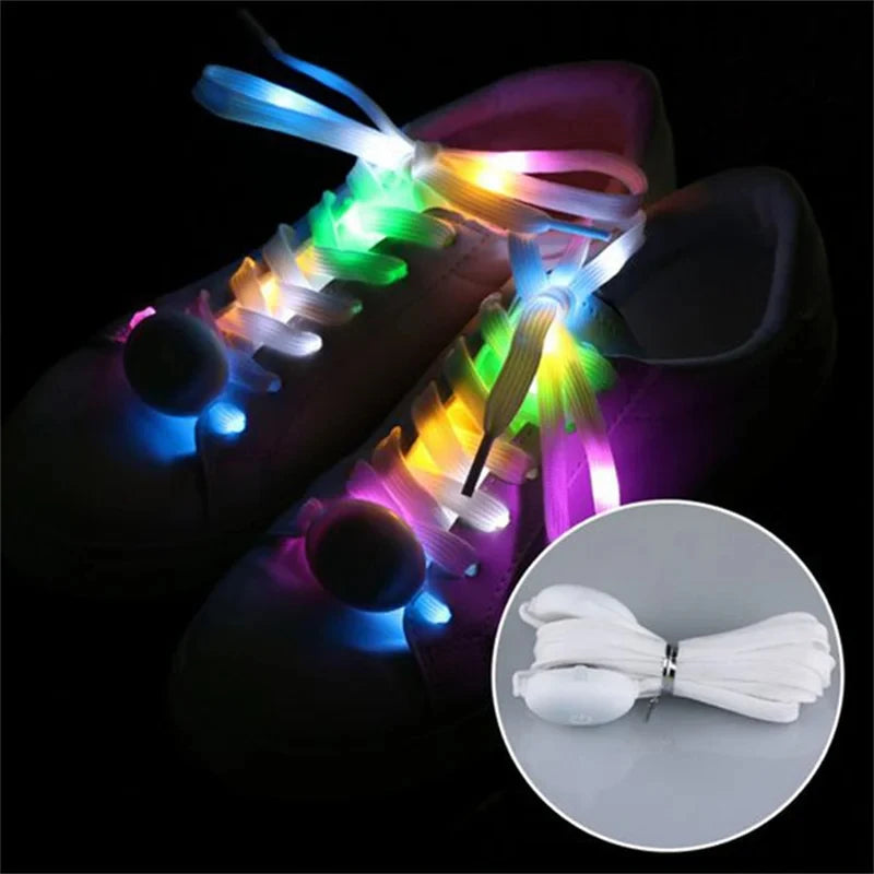 New LED Sport Shoe Laces Luminous Shoelaces Glow Shoe Strings Round Flash Light Shoelaces No Tie Lazy Shoe Laces Party Decor