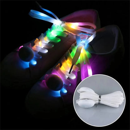 New LED Sport Shoe Laces Luminous Shoelaces Glow Shoe Strings Round Flash Light Shoelaces No Tie Lazy Shoe Laces Party Decor