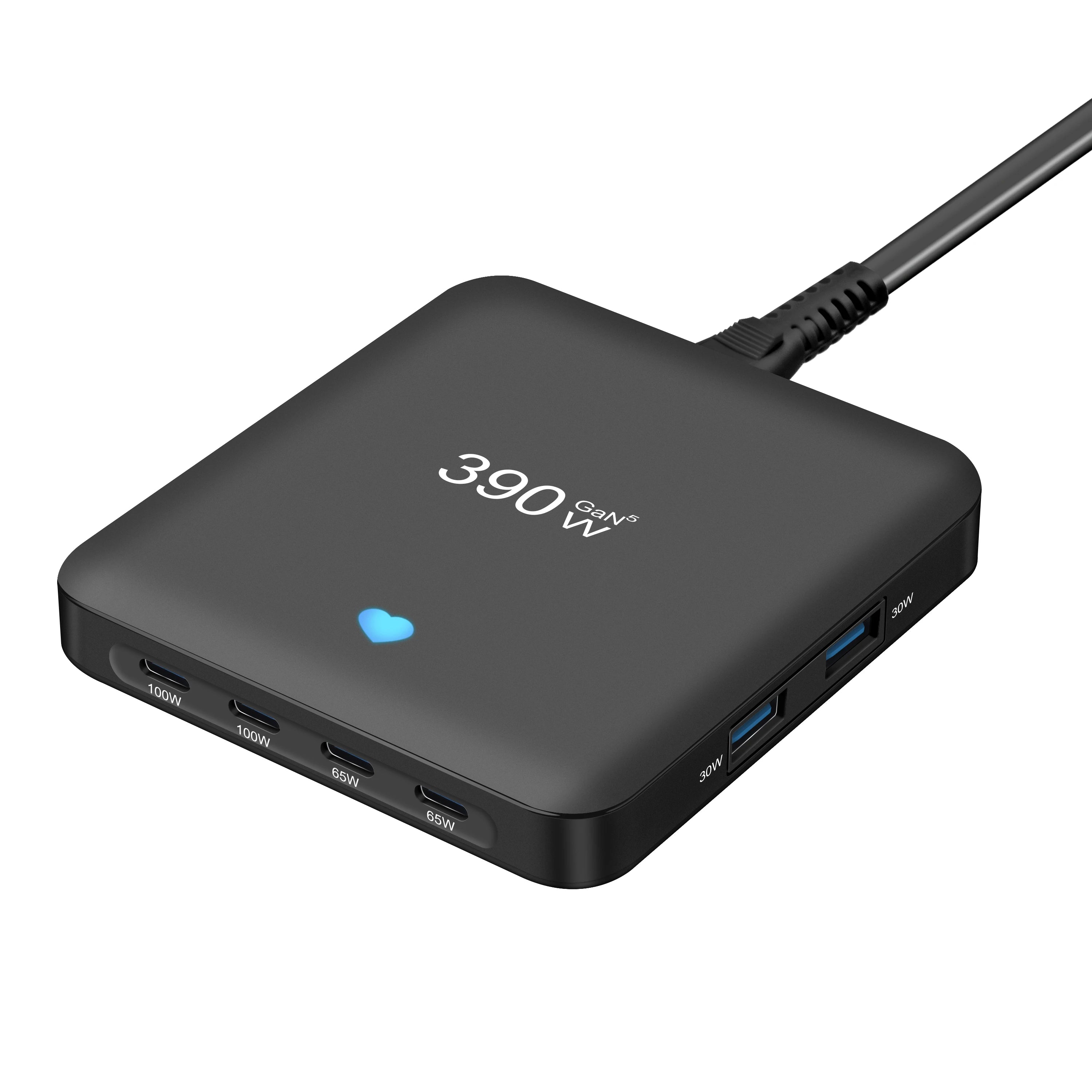 GaN Desktop Charger for Phones, Tablets and More, All-New, 4C2A, Multi-Port Charging, Fast Charge, 390W