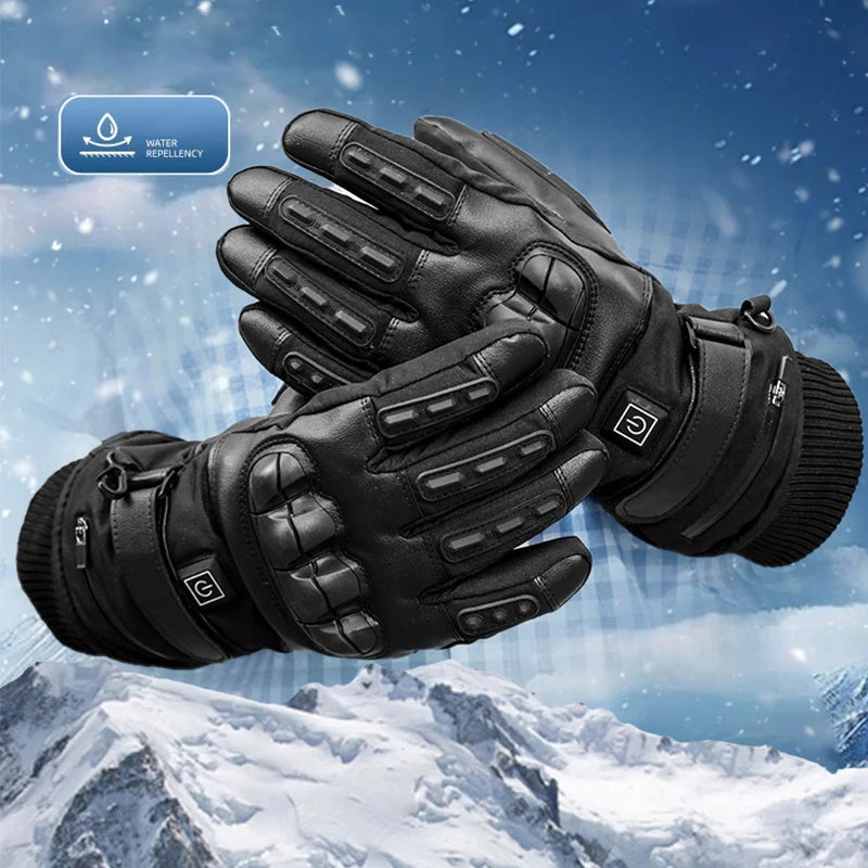 Winter Heated Gloves for Motorcycle Biker Men Women Touchscreen Rechargeable Self Heating Gloves Ski Hiking Hand Warmer
