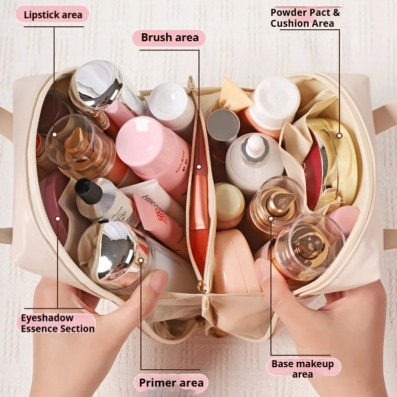 Portable Travel Makeup Bag with Large Capacity High-End Cosmetic Organizer Stylish Toiletry Storage Bag for Cosmetics