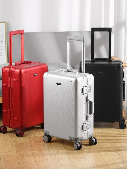 Carry-On Luggage - Premium Aluminum-Magnesium Alloy Trolley Suitcase, New Design, Carbon Fiber Reinforced, TSA-Approved Lock