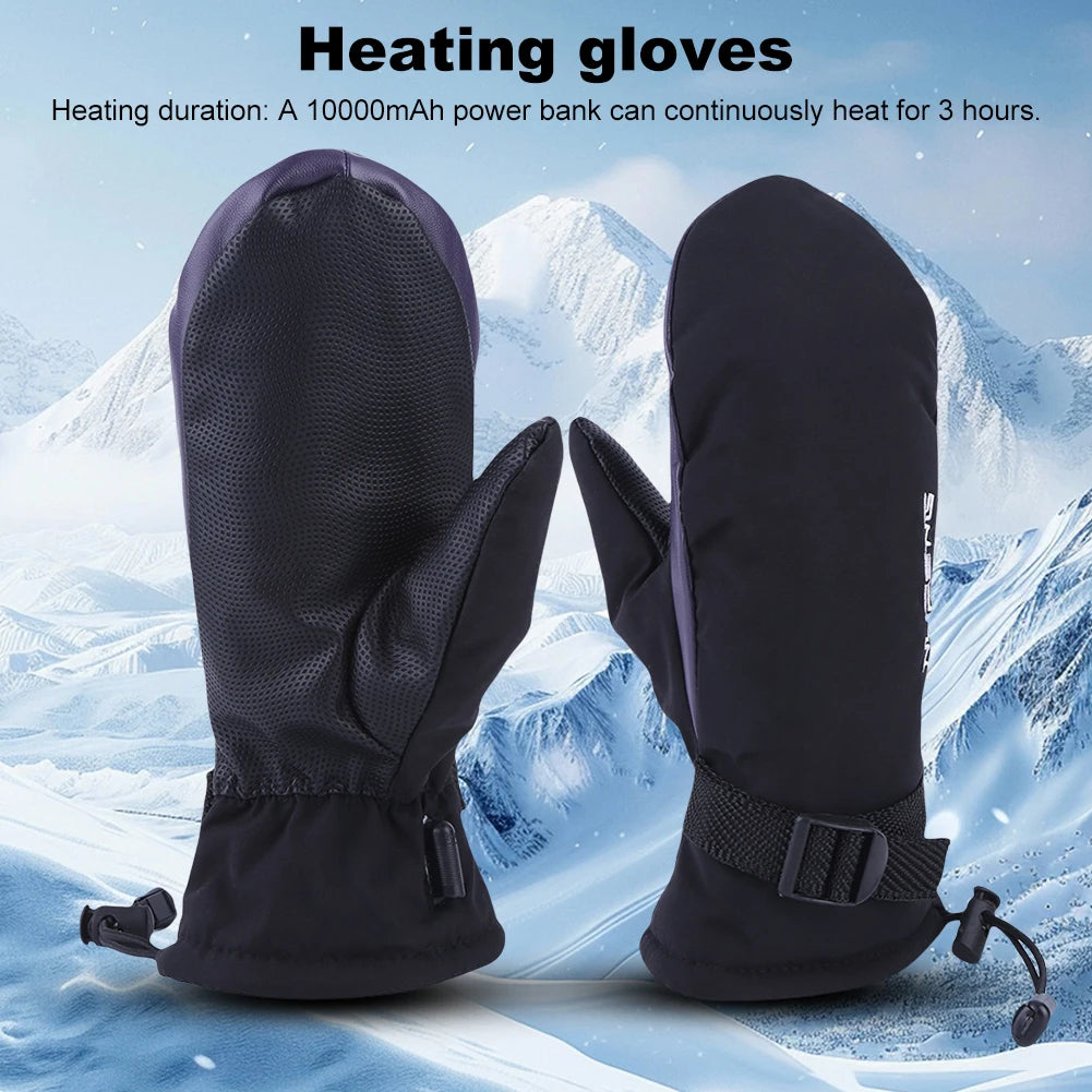 Electric Heating Gloves 3 Gears Temperature Motorcycle Gloves Climbing Skiing Mittens Cold-Proof USB Heated Gloves Hand Warmer
