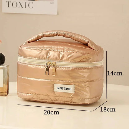 Travel Makeup Bag, Large Capacity Cosmetic Bags for Women, Portable Waterproof Toiletry Bag Makeup Organizer Bag with Handle