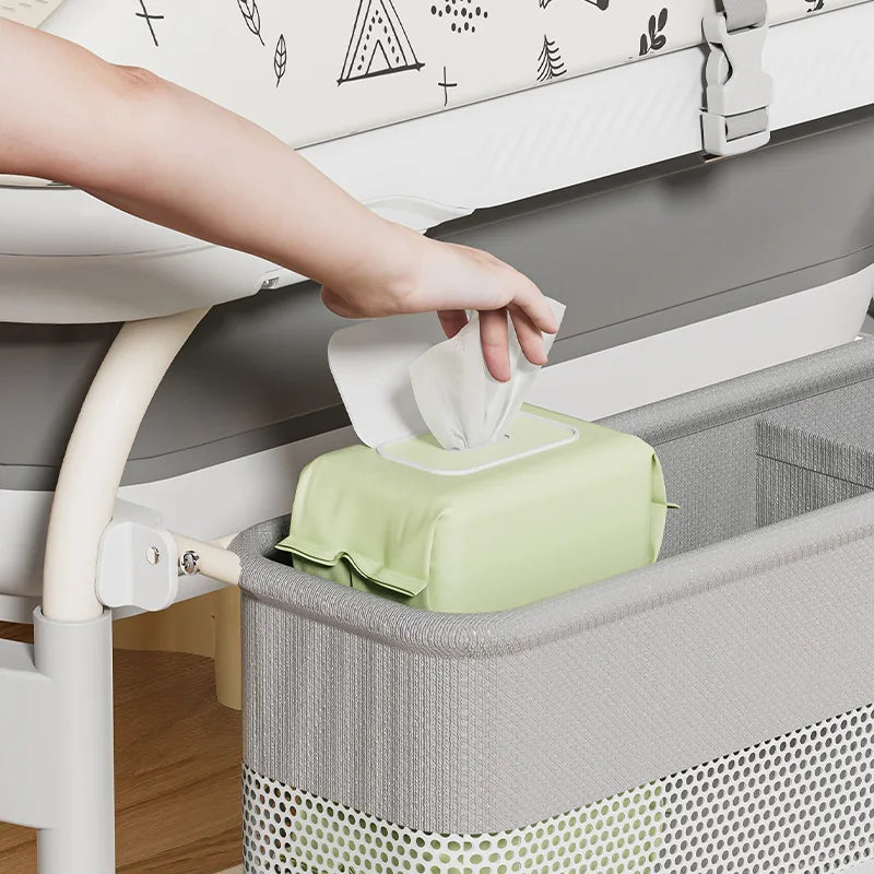 Baby Changing Table with Bathtub Foldable Infant Diaper Station Portable with Storage Tray Anti-rollover Design Diaper Table