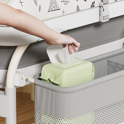 Baby Changing Table with Bathtub Foldable Infant Diaper Station Portable with Storage Tray Anti-rollover Design Diaper Table