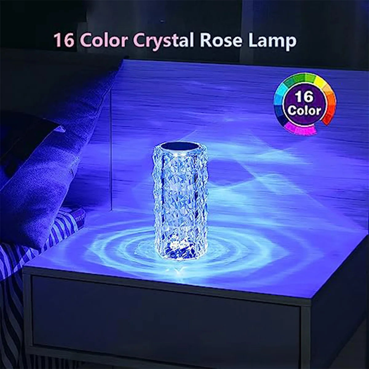 Crystal Rose Lamp Rgb Light Touch Rechargeable Bar For Bedroom Decorative Remote Control Table Dimmable Cordless Portable Luxury