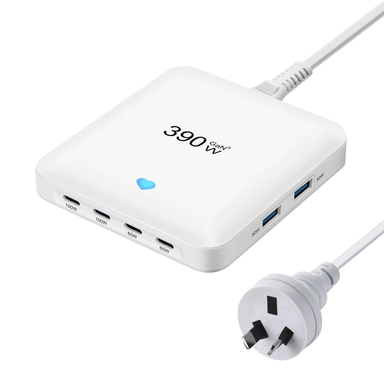 GaN Desktop Charger for Phones, Tablets and More, All-New, 4C2A, Multi-Port Charging, Fast Charge, 390W