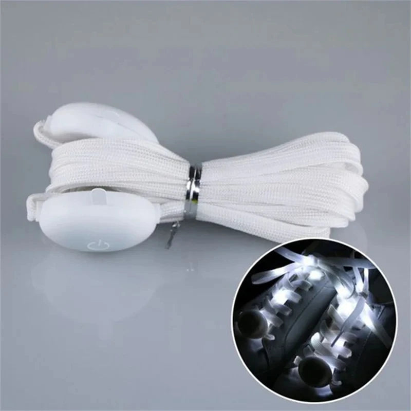 New LED Sport Shoe Laces Luminous Shoelaces Glow Shoe Strings Round Flash Light Shoelaces No Tie Lazy Shoe Laces Party Decor