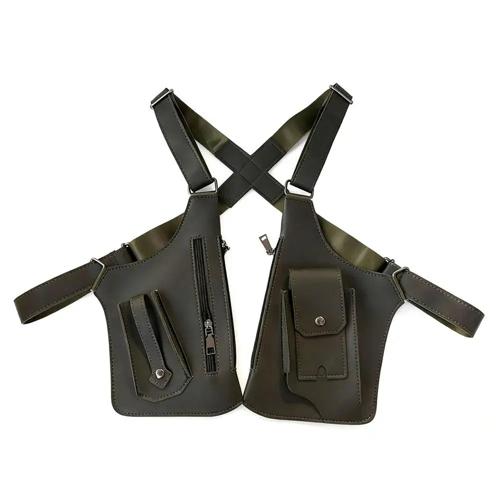 Outdoor Anti-theft Tactical Bag Men Retro Double Shoulder Strap Multi-pocket Crossbody Bags Double Shoulder Strap Multi-Pocket