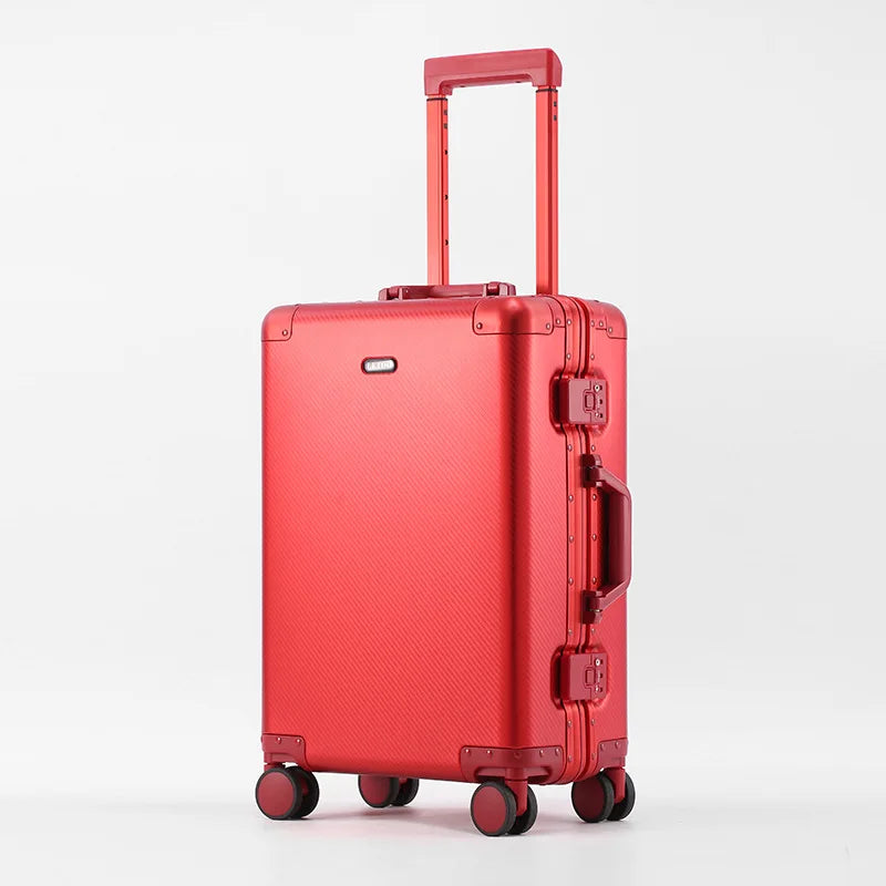 Carry-On Luggage - Premium Aluminum-Magnesium Alloy Trolley Suitcase, New Design, Carbon Fiber Reinforced, TSA-Approved Lock