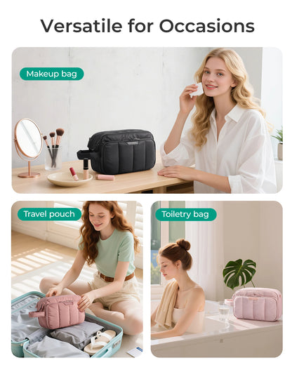 BAGSMART Travel Makeup Bag Cosmetic Organizer Case for Travel Essentials Toiletries Accessories Bottles Brushes