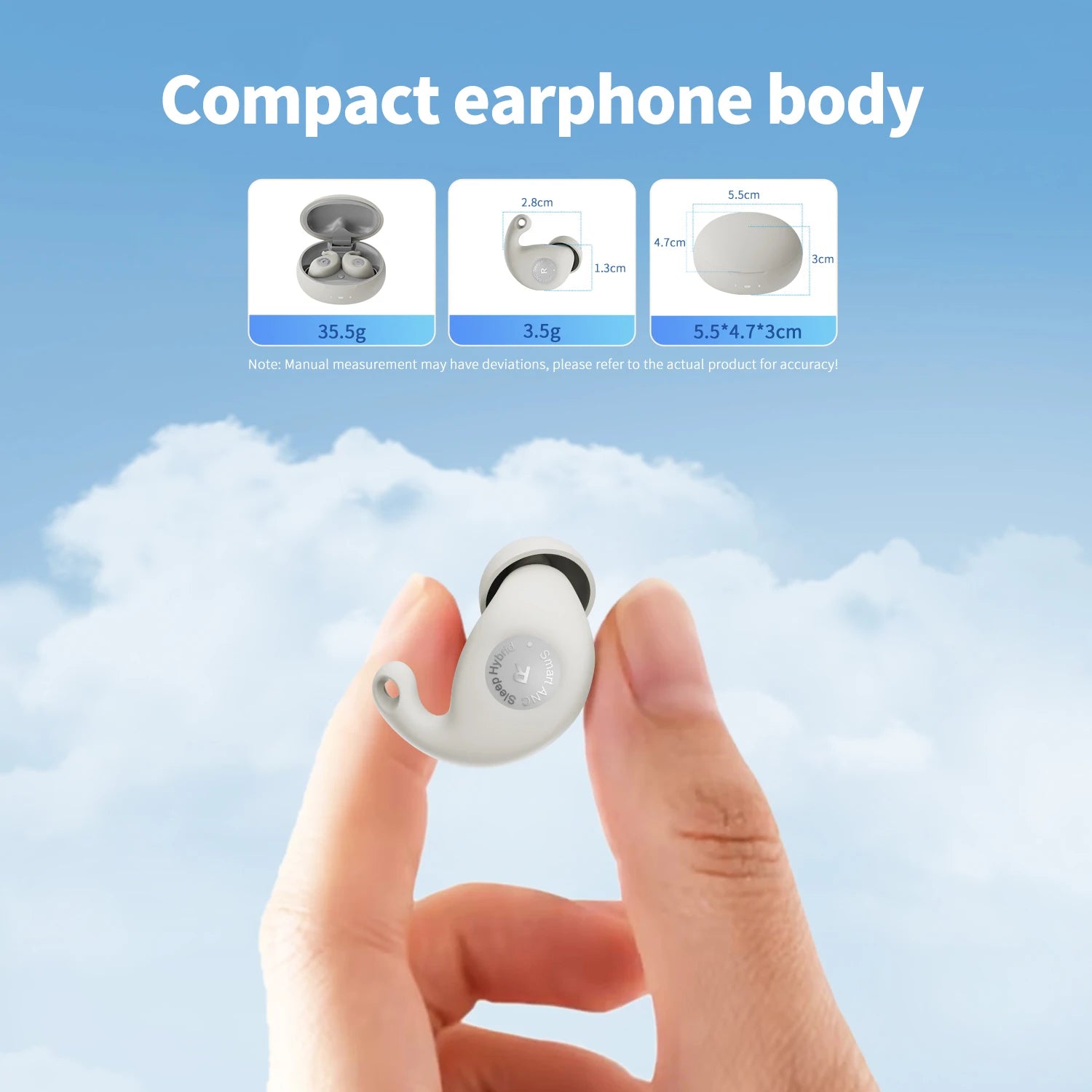 eppfun Sleep Earbuds, Smart ANC Sleep Headphones, Adaptive , Ultra-Comfort for Side Sleepers, 45H Playtime