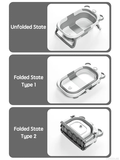 PANGDUBE Portable Foldable Baby Bathtub with Floating Bath Mat, Travel Bathtub for Newborn 0-36 Months, Temperature Sensor
