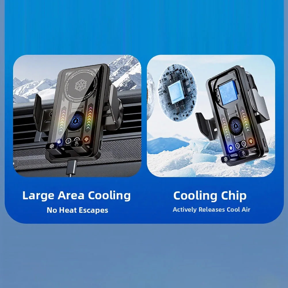 15W Fast Charging Wireless Car Mount Featuring Aluminum Alloy Construction and Magnetic Infrared Sensing Technology
