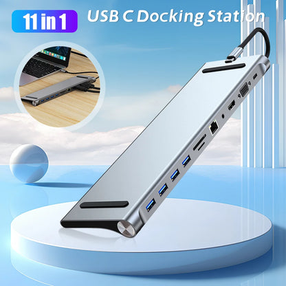 11 in 1 USB C Docking Station 100W PD SD/TF Audio Type C Hub 1* USB 3.0 3*USB2.0 for MacBook Pro/Air Dell HP Surface Lenovo ASUS