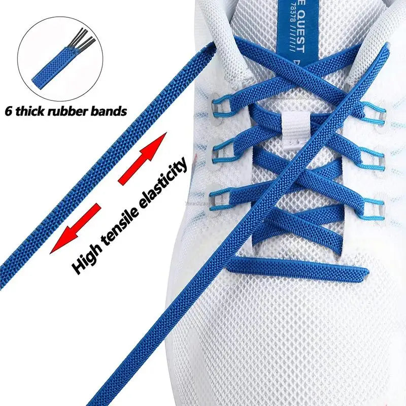 Classic Elastic Shoelaces Flat Sneakers Shoe Laces 7mm Width Shoelace for Kids Adults Shoe Lace Accessories Shoestring Fashion