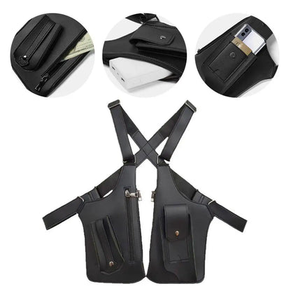 Outdoor Anti-theft Tactical Bag Men Retro Double Shoulder Strap Multi-pocket Crossbody Bags Double Shoulder Strap Multi-Pocket
