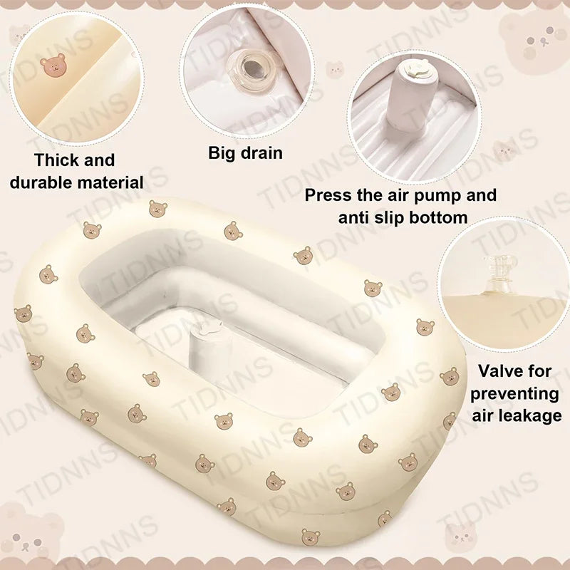 Newborn to Toddler Bath Tub,Inflatable Baby Bathtub with Built-in Air Pump,Portable Travel Shower Deflates Folds Easily