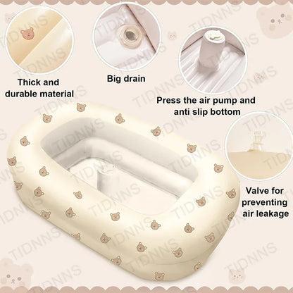Newborn to Toddler Bath Tub,Inflatable Baby Bathtub with Built-in Air Pump,Portable Travel Shower Deflates Folds Easily