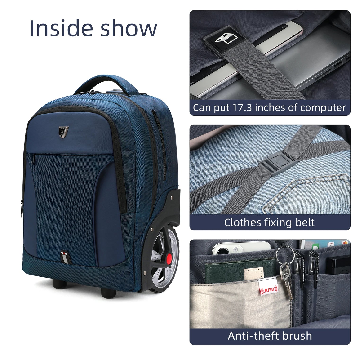 Rolling Luggage Travel Backpacks With Wheels Business Laptop Backpack Cabin Carry on Luggage Telescopic Handle Durable Wheels