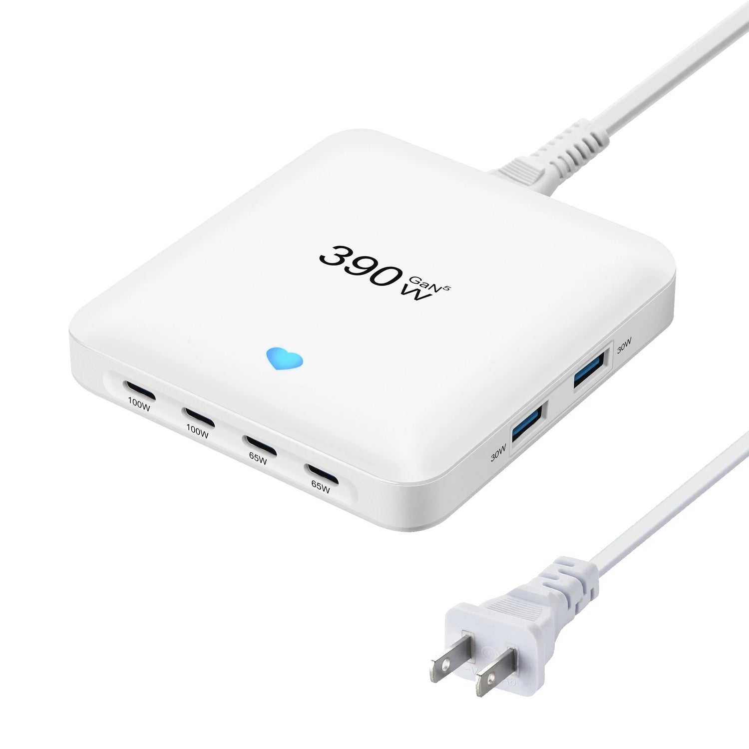 GaN Desktop Charger for Phones, Tablets and More, All-New, 4C2A, Multi-Port Charging, Fast Charge, 390W