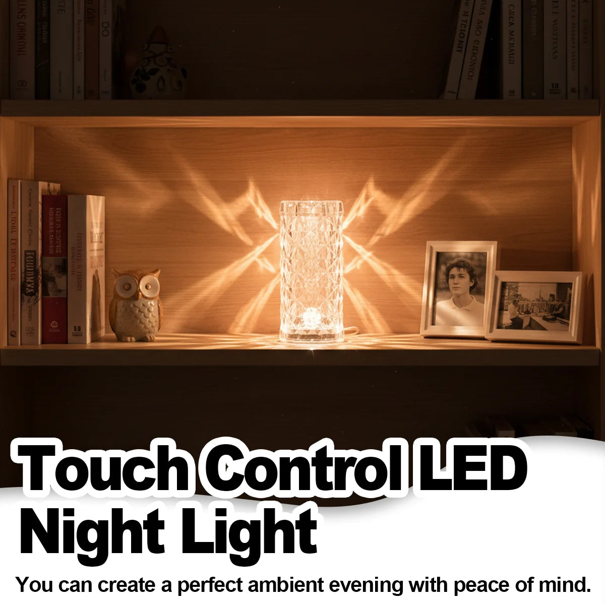 Crystal Rose Lamp Rgb Light Touch Rechargeable Bar For Bedroom Decorative Remote Control Table Dimmable Cordless Portable Luxury