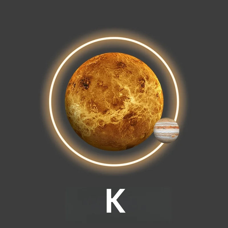 Light Luxury Moon Luminous Entrance Circular Painting Atmosphere Planet with Light Mural Light Bedroom Corridor Decorative Mural