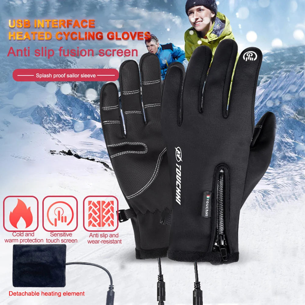 Heated Gloves Eletric Thermal Heat Gloves Winter Warm Skiing Snowboarding Hunting Fishing Waterproof Heated Rechargeable Gloves