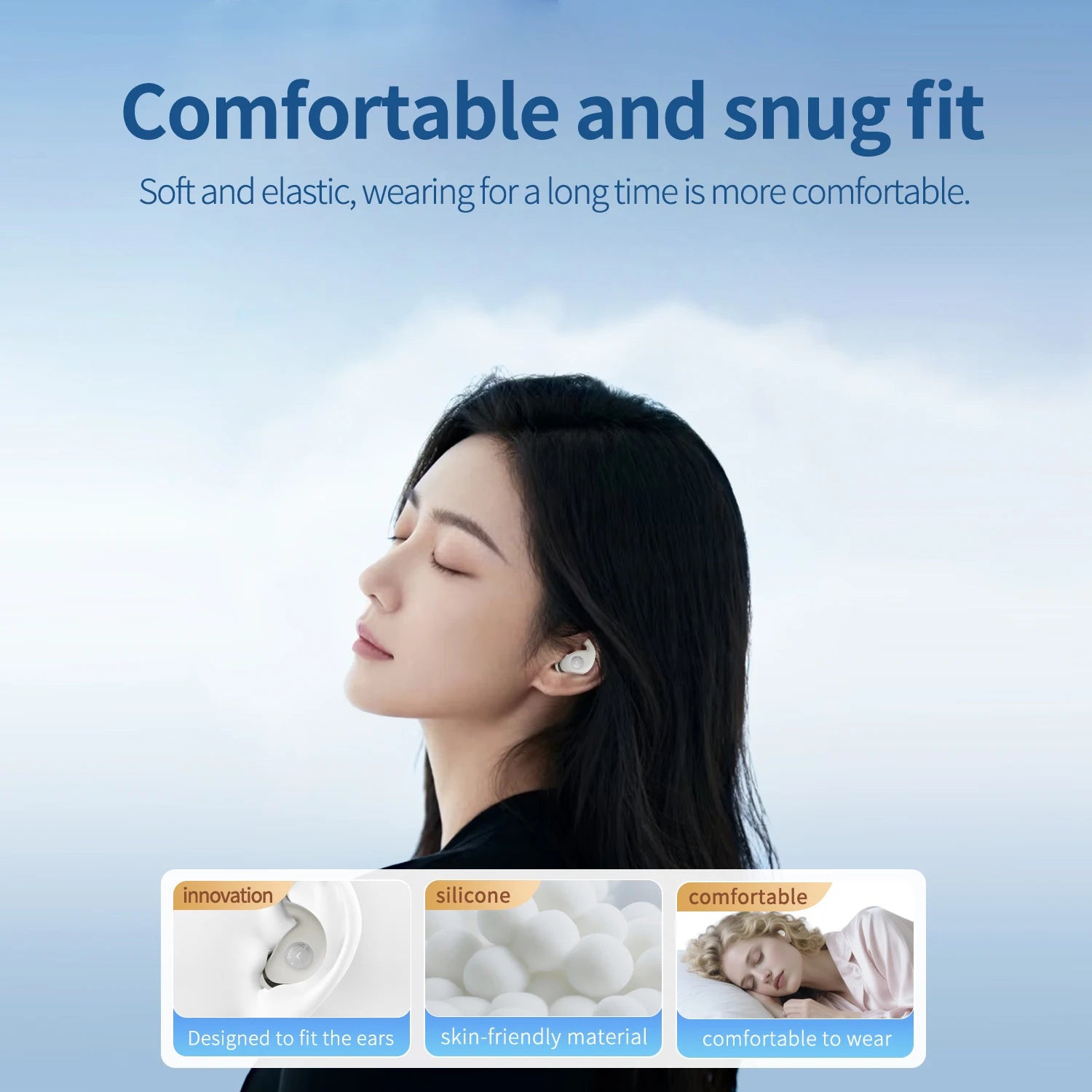 eppfun Sleep Earbuds, Smart ANC Sleep Headphones, Adaptive , Ultra-Comfort for Side Sleepers, 45H Playtime