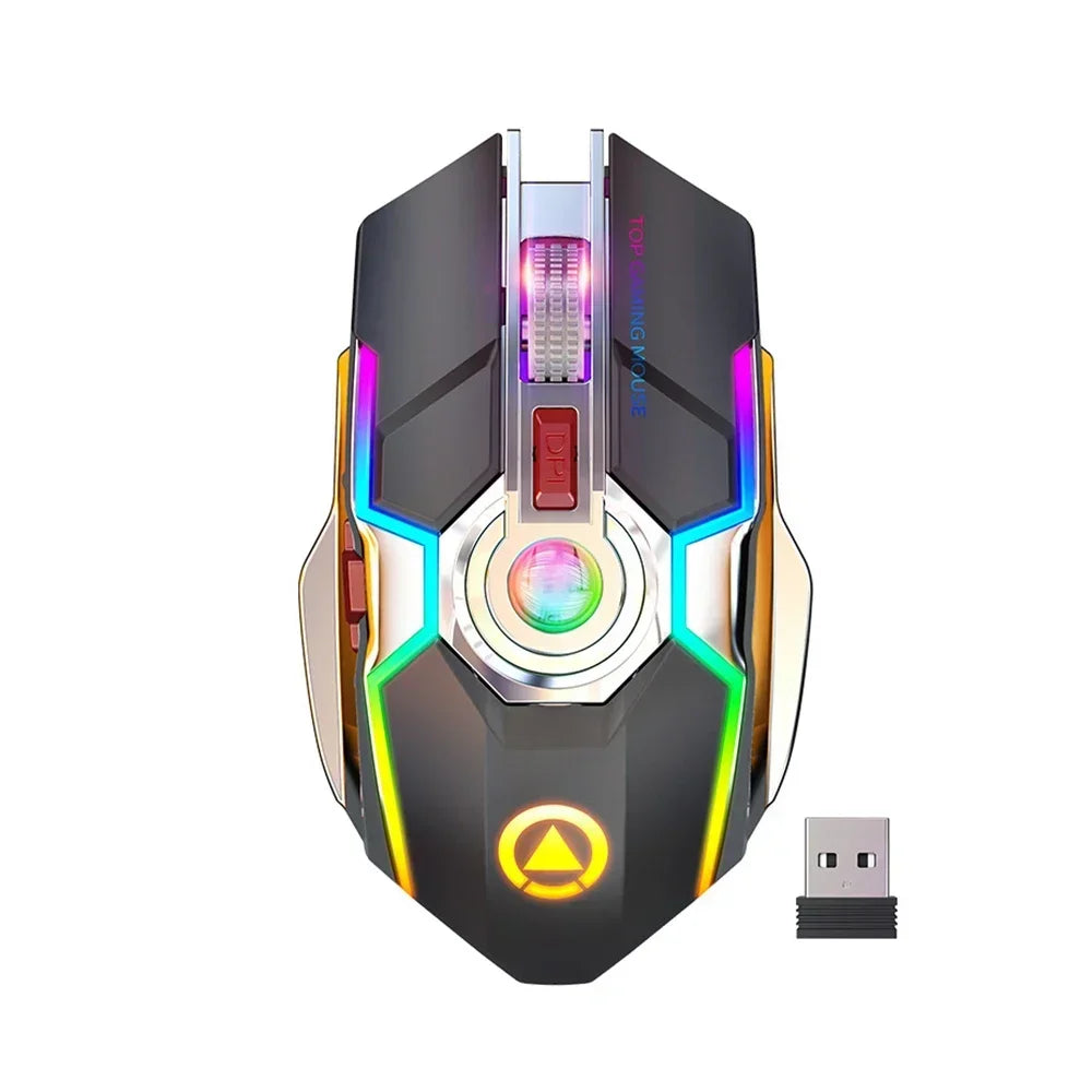Rechargeable 2.4G Wireless Gaming Mouse Ergonomic RGB Backlit Silent 7‑Button 1600DPI Optical Mice for PC Laptop Dota 2 Gamer