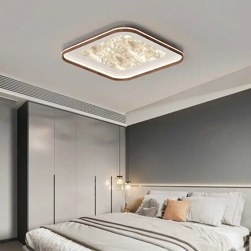 LED antique style living room, dining room, bedroom ceiling light, simple cloud and fog eye protection walnut sky flower light