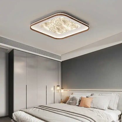 LED antique style living room, dining room, bedroom ceiling light, simple cloud and fog eye protection walnut sky flower light