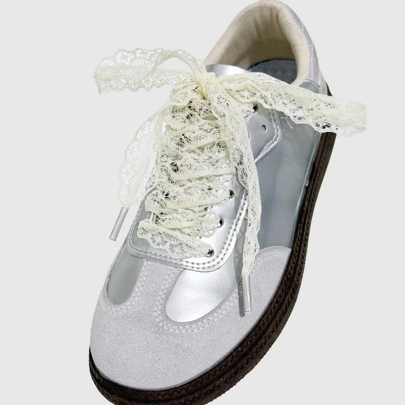 1Pair Fancy Lace Flat Shoelace for Sneakers Shoelaces for Women Casual Shoes Black White Shoe Laces Accessorices