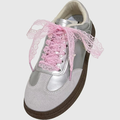 1Pair Fancy Lace Flat Shoelace for Sneakers Shoelaces for Women Casual Shoes Black White Shoe Laces Accessorices