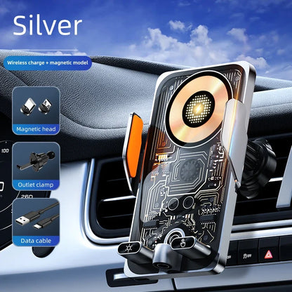 Car-mounted smartphone holder - Automatically detects air outlet. Supports 15W/66W wireless fast charging. Rotatable