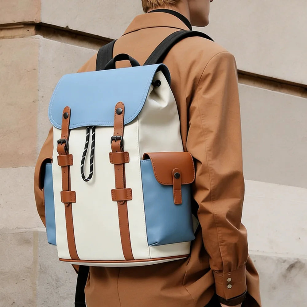 2026 New Travel Backpack, Simple Casual Bag, Retro Color-Blocking Commuter Bag, Unisex Laptop Bag, Large-Capacity Student School Bag
