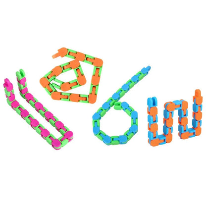 24Links Fidgets Wacky Tracks Toys Classroom Students Gifts Sensory Autism Snap Fidget Click Toy for Kids Adults Stress Relief