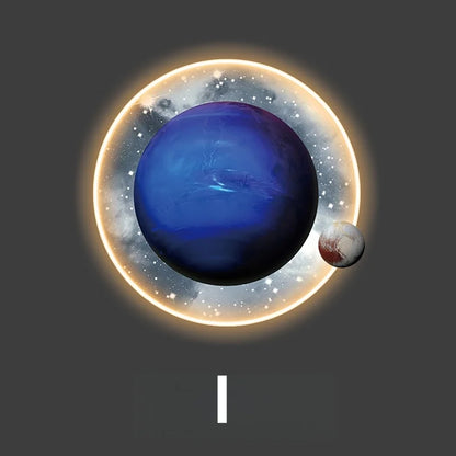 Light Luxury Moon Luminous Entrance Circular Painting Atmosphere Planet with Light Mural Light Bedroom Corridor Decorative Mural