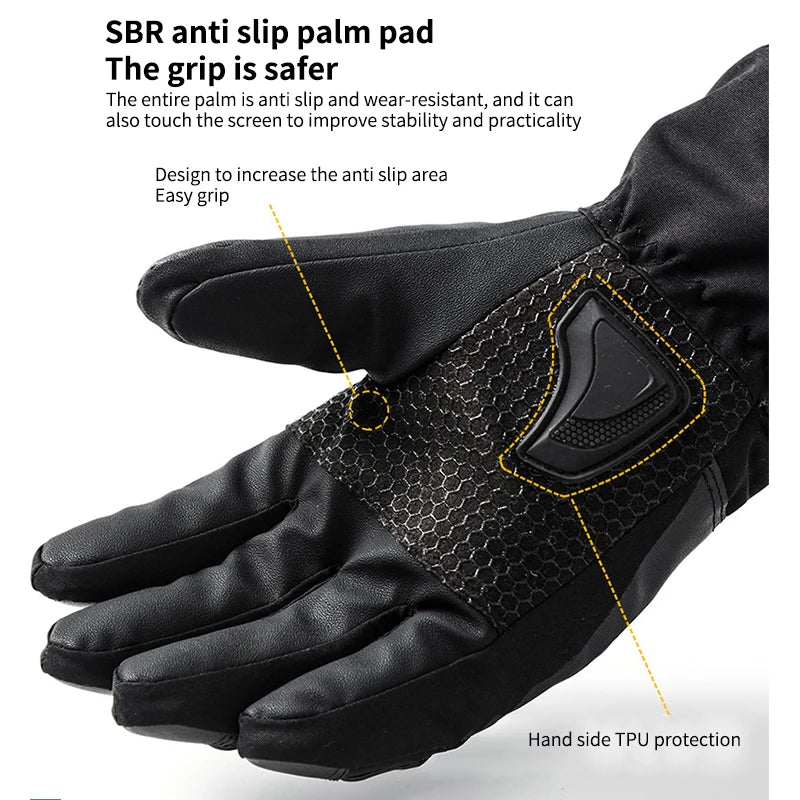 Winter Heated Gloves for Motorcycle Biker Men Women Touchscreen Rechargeable Self Heating Gloves Ski Hiking Hand Warmer