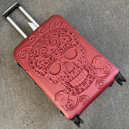 Personality pop elements travel luggage Punk Trend Skeleton suitcase 20" boarding box 24/28" customs lock carry on trolley bag
