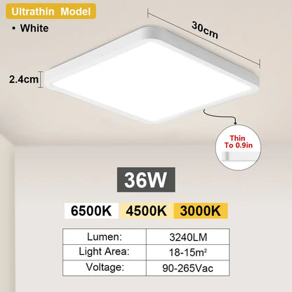 LED Ceiling Light Modern Dimmable Fixture for Bedroom Living Room Kitchen Hallway High Power Ultra Bright Home Decor Lamp Style