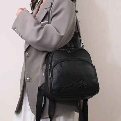 Anti-theft backpack woman original brand bags Full-Grain Leather Elegant understated Minimalist design Urban Fashion backpack