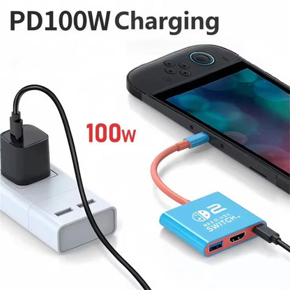 3 In 1 USB C Docking Station USB 3.0 Type-C to HDMI-compatible 4K, Multifunctional Docking Station for Switch/Laptop Phone