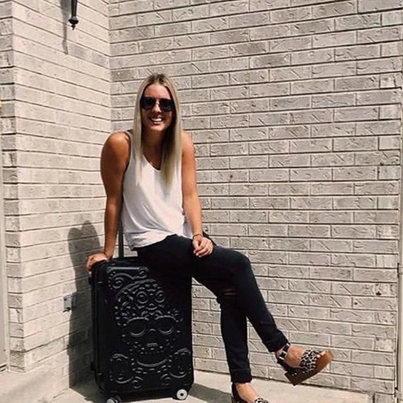 Personality pop elements travel luggage Punk Trend Skeleton suitcase 20" boarding box 24/28" customs lock carry on trolley bag