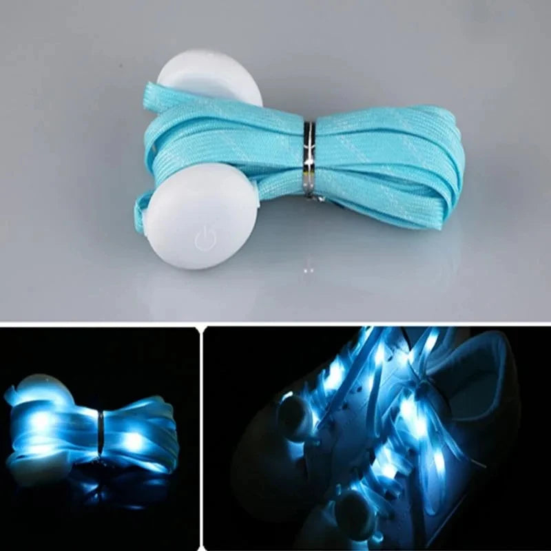 New LED Sport Shoe Laces Luminous Shoelaces Glow Shoe Strings Round Flash Light Shoelaces No Tie Lazy Shoe Laces Party Decor