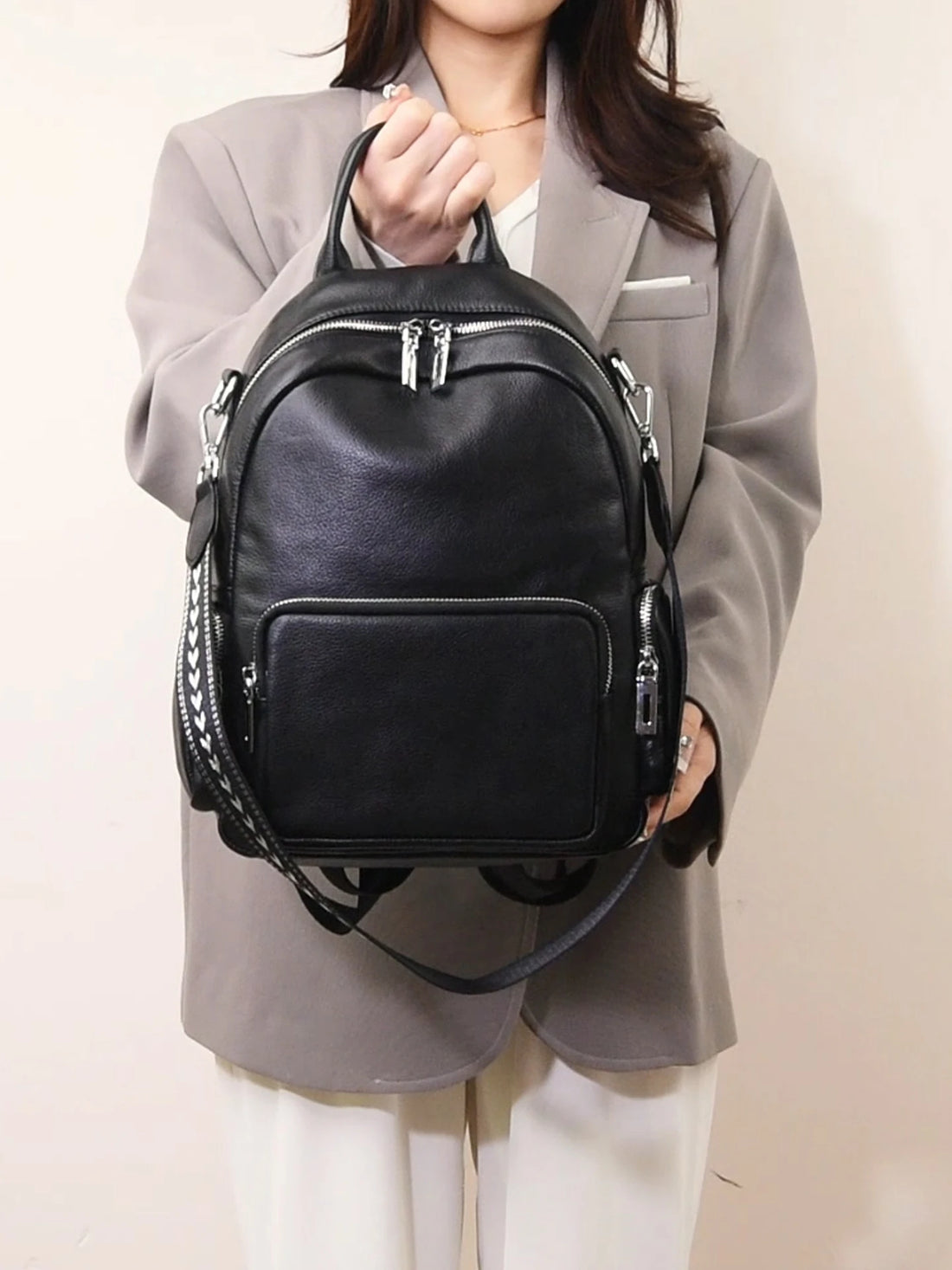 Travel backpack, double-shoulder bag, fashionable travel schoolbag, women&