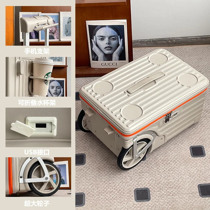 Carry on Luggage Side-opening Suitcase Travel Suitcase Super Large Wheels 20-inch Carry-on Suitcase شنط سفر كبيرة بعجلات