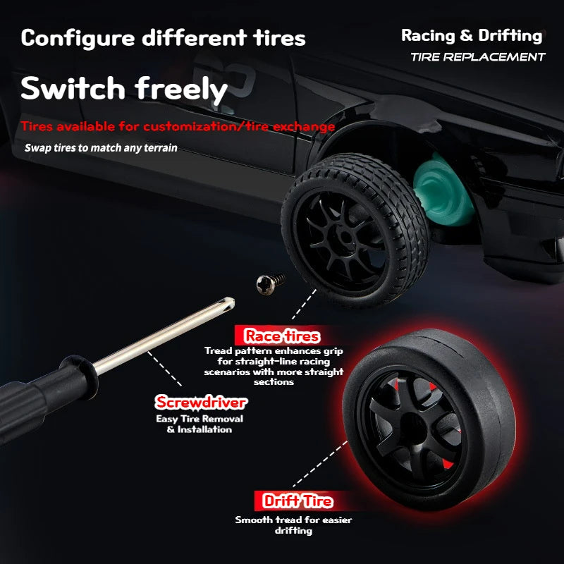 1/24 RC Drift Car 2.4G 4WD Remote Control, 20KM/H High Speed Racing Car with LED Lights,ESP,Ideal toy gift for Kids Boys